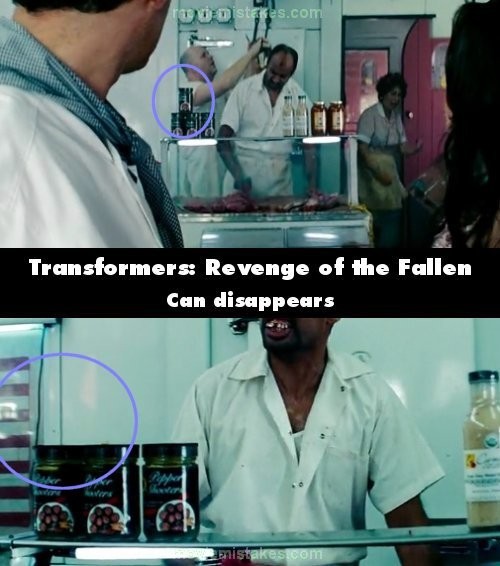 Phim Transformers: Revenge of the Fallen (Đại chiến rô bốt 2), cảnh ở cửa hàng bán thức ăn, khi Sam, Mikaela và Leo đang nói chuyện với Simmons thì mẹ anh hét lên “Moron, con cá trắng đâu rồi”, có 4 chiếc hộp trên quầy bán thịt. Nhưng khi cắt cảnh gần, khán giả lại chỉ thấy còn 3 hộp